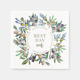 Servilleta De Papel Ramas elegantes de olivo boda italiano toscano