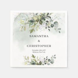 Servilleta De Papel Ramas verdes del Boho Eucalyptus faux gold