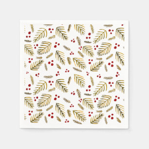 Servilleta De Papel Ramas y bayas de árboles de Navidad - ámbar