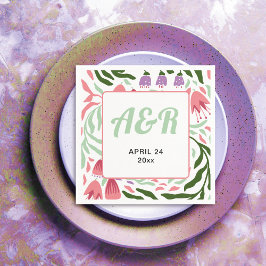 Servilleta De Papel Ramificación retro colorida, boda de flores folcló