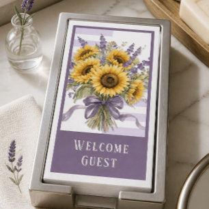 Servilleta De Papel Ramillete de girasoles y lavanda en acuarela rústi