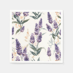 Servilleta De Papel Ramilletes de lavanda Botánico acuarela Floral púr