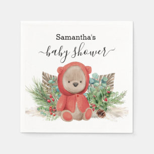 Servilleta De Papel Ramo boho de Navidad del osito de peluche bebé