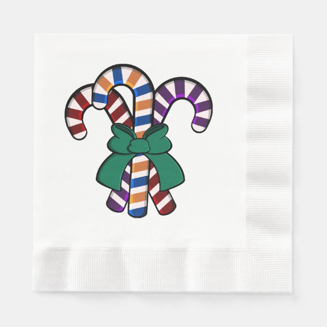Servilleta De Papel Ramo Candy Canes - cinta verde (Anverso)