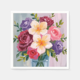 Servilleta De Papel Ramo de flores Acuarela Pintura floral