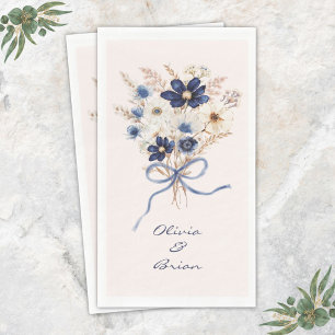 Servilleta De Papel Ramo de flores azul marino acuarela personalizado