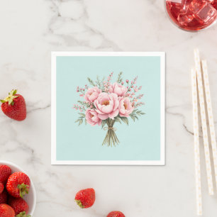 Servilleta De Papel Ramo de flores de peonía rosa bonita