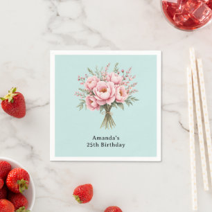 Servilleta De Papel Ramo de flores de peonía rosa bonito cumpleaños