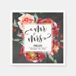 Servilleta De Papel Ramo de flores rojas Pizarra, tipografía de Sr y S