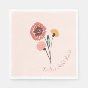 Servilleta De Papel Ramo de flores silvestres arte floral Baby Shower 