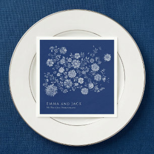 Servilleta De Papel Ramo de flores silvestres azules de Chinoiserie pa
