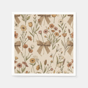 Servilleta De Papel Ramo de flores silvestres rústicas con lazos de ar