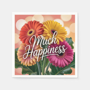 Servilleta De Papel Ramo de Gerbera Daisy brillante con "Mucha Felicid