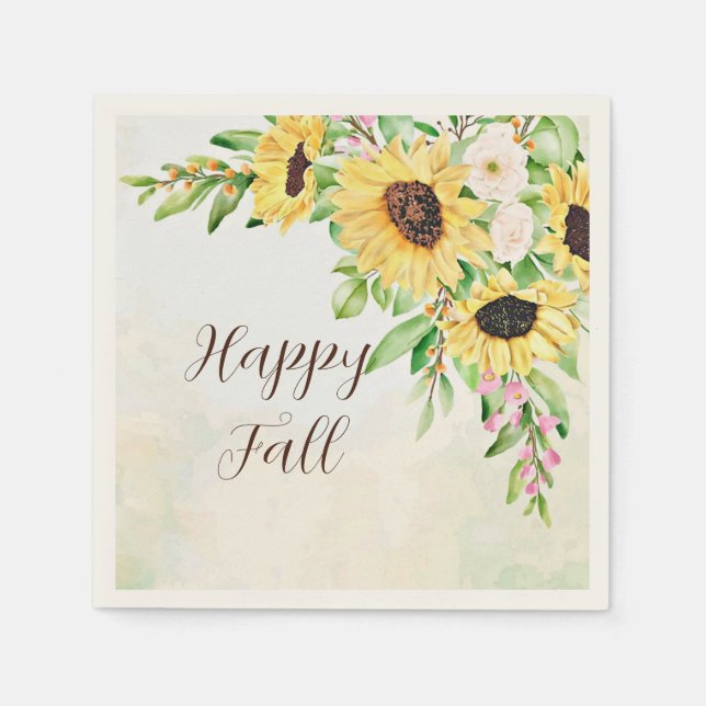 Servilleta De Papel Ramo de girasoles con texto personalizable (Anverso)