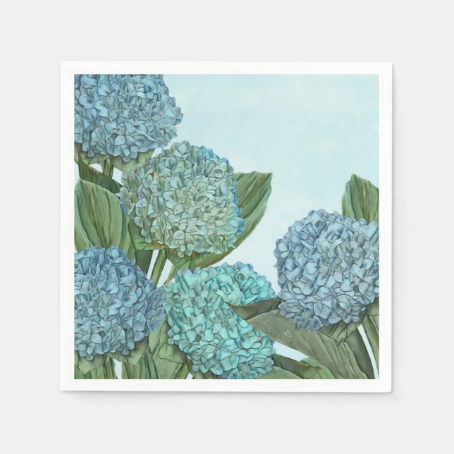 Servilleta De Papel Ramo de Hortensias Azules de Verano (Anverso)