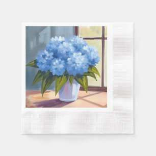 Servilleta De Papel Ramo de Hortensias Azules Pintura Floral