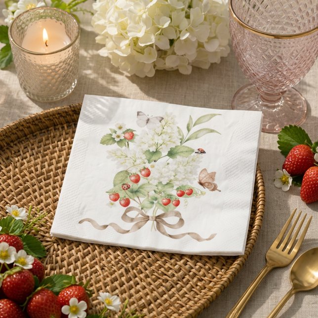 Servilleta De Papel Ramo de jardín floral de fresa para fiesta (Subido por el creador)
