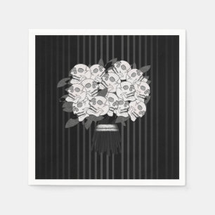 Servilleta De Papel Ramo de Rosas de Cráneo Negro y Blanco