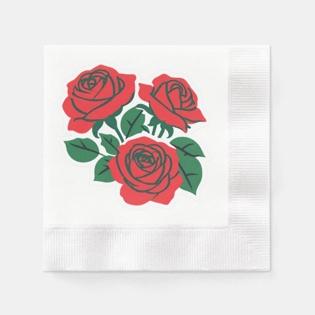 Servilleta De Papel Ramo de Rosas Rojas Boda Formal (Anverso)