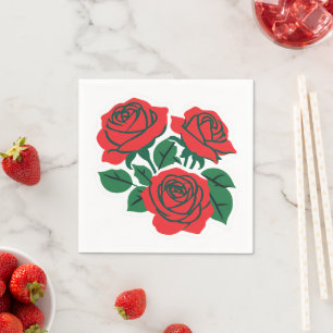 Servilleta De Papel Ramo de Rosas Rojas Boda Formal