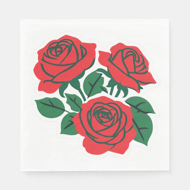 Servilleta De Papel Ramo de Rosas Rojas Boda Formal (Anverso)