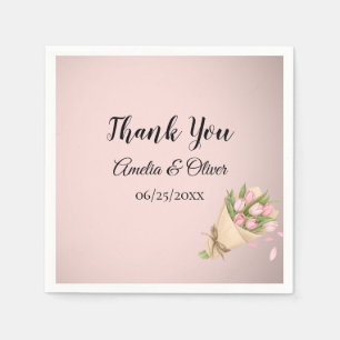 Servilleta De Papel Ramo de tulipanes rosados elegantes para boda