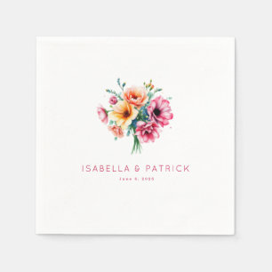 Servilleta De Papel Ramo Floral Acuarela Pastel Romántico