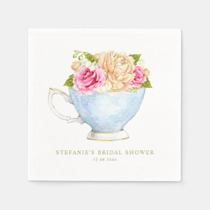 Servilleta De Papel Ramo Floral de Acuarela en Taza de Té para Desayun