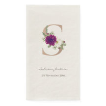 Ramo floral de dalia monograma en oro rosa letra S