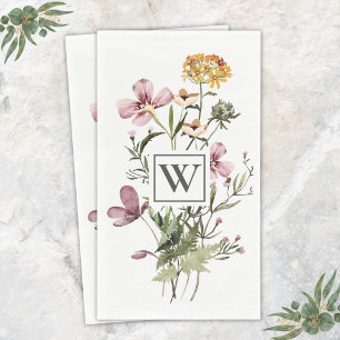 Servilleta De Papel Ramo Floral de Flor Silvestre Bonita con Monograma