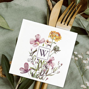 Servilleta De Papel Ramo Floral de Flores Silvestres Bonito Monograma
