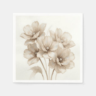 Servilleta De Papel Ramo floral de purpurina beige elegante