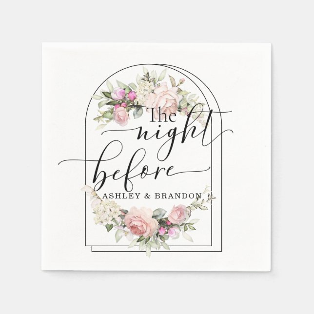Servilleta De Papel Ramo Floral Minimal Script La Noche Antes (Anverso)