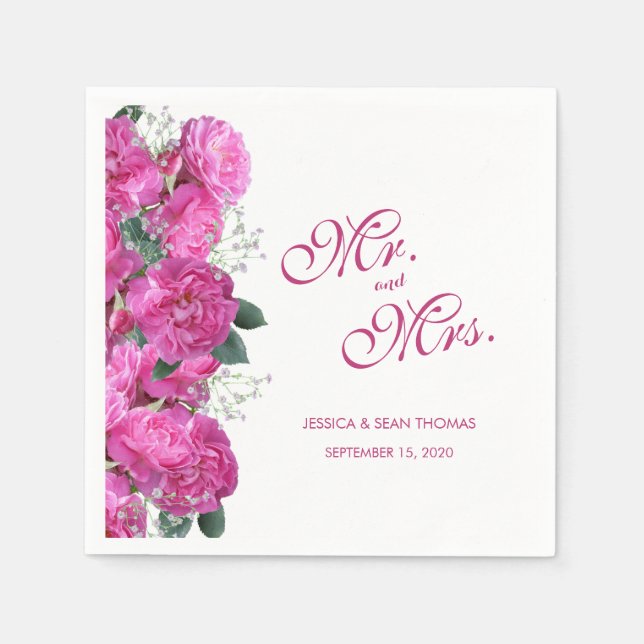 Servilleta De Papel Ramo Floral Romántico Boda Boda (Anverso)