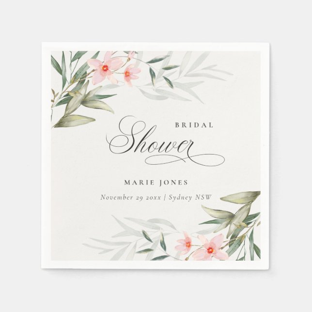 Servilleta De Papel Ramo Floral Rústico de Rosa para Despedida de Solt (Anverso)