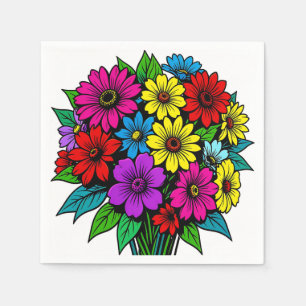Servilleta De Papel Ramo Floral Vibrante Multicolor