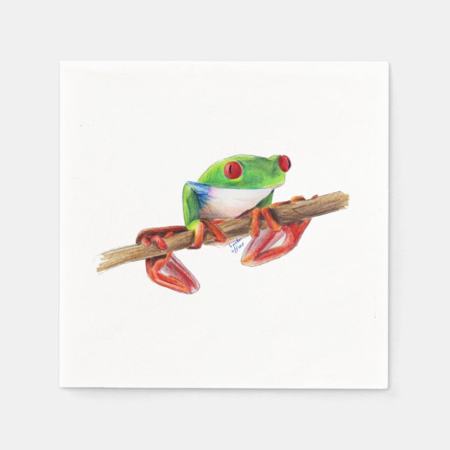 Servilleta De Papel Rana de árbol Treefrog adorable dibujo de ilustrac (Anverso)