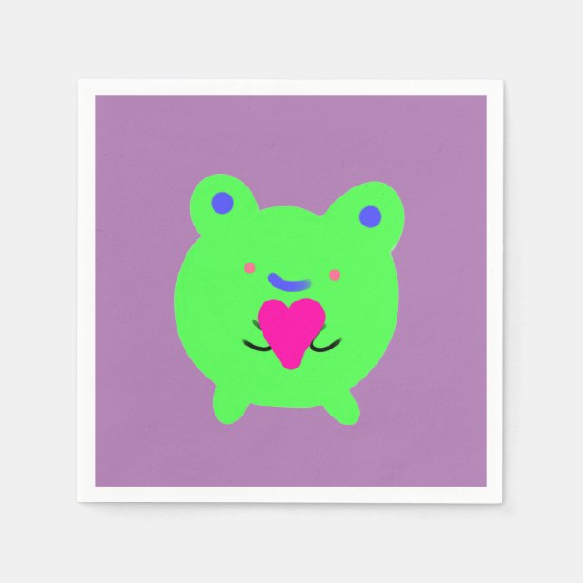 Servilleta De Papel Rana dulce con corazón (Anverso)