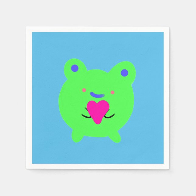 Servilleta De Papel Rana dulce con corazón (Anverso)