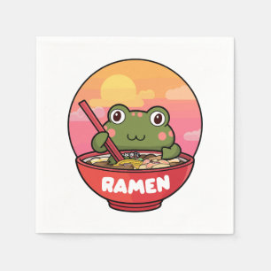 Servilleta De Papel Rana kawaii comiendo ramen