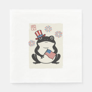 Servilleta De Papel Rana Patriótica Grabado Vintage Arte Vectorial_1