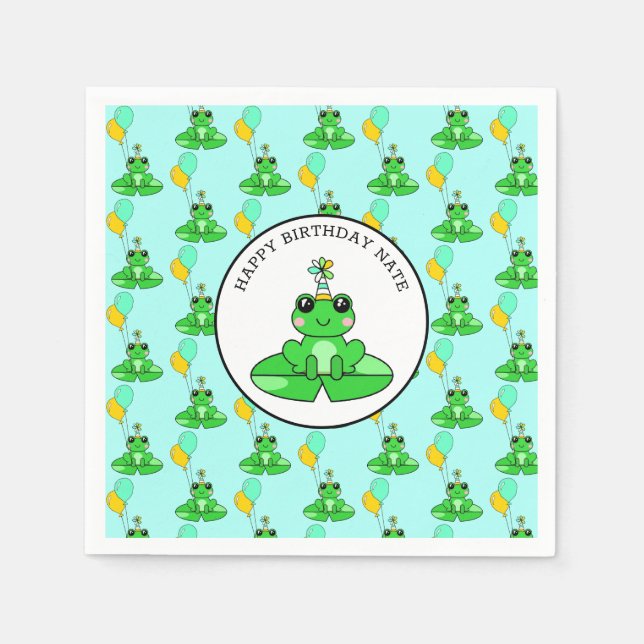 Servilleta De Papel Rana personalizada Feliz cumpleaños (Anverso)