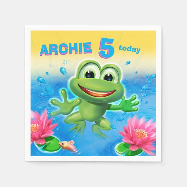 Servilleta De Papel Rana saltante personalizado de fiesta de papel ser (Anverso)