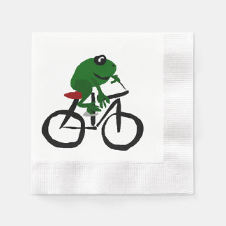 Servilleta De Papel Rana verde divertida montando en bicicleta