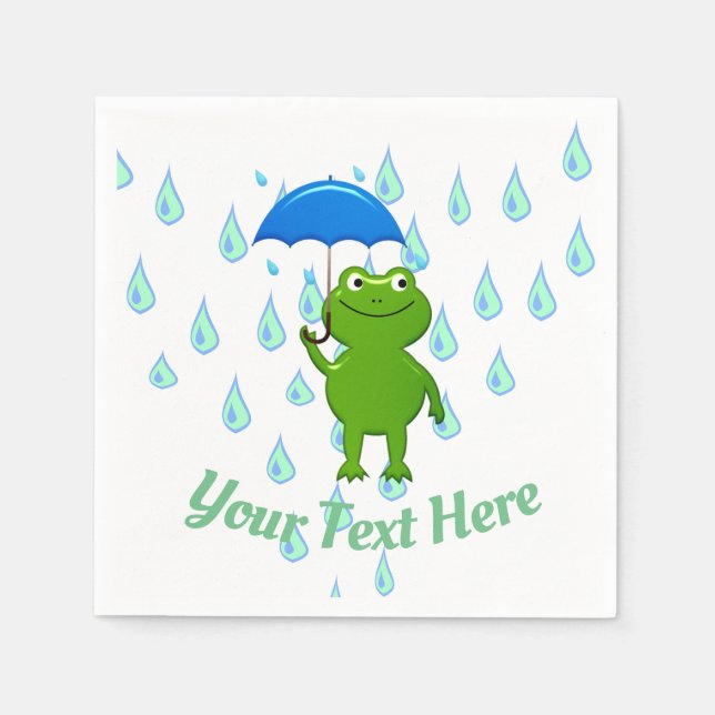 Servilleta De Papel Rana y lluvia kawaii (Anverso)