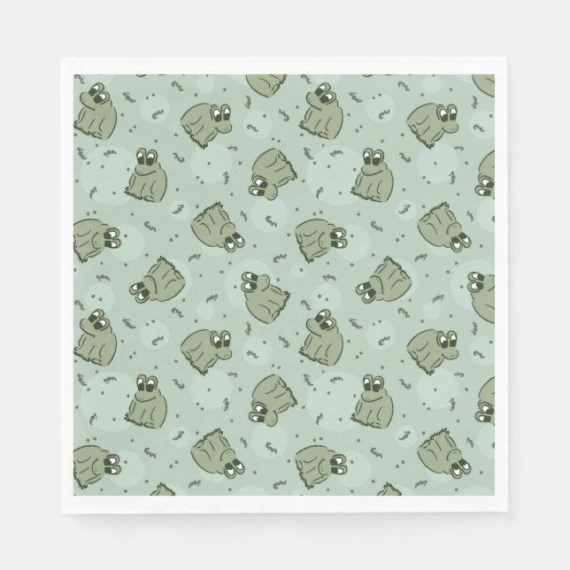 Servilleta De Papel Ranas de burbuja saladas - patrón de niños verde l (Anverso)