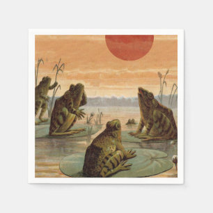 Servilleta De Papel Ranas Lily Pads Moon Ilustracion