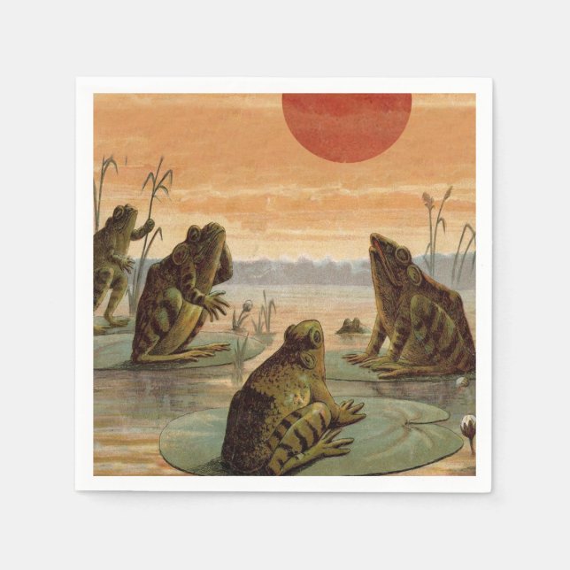 Servilleta De Papel Ranas Lily Pads Moon Ilustracion (Anverso)