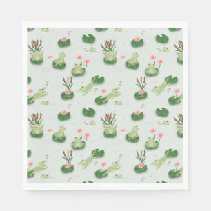 Servilleta De Papel Ranas Lindas en Estanque de Lirios