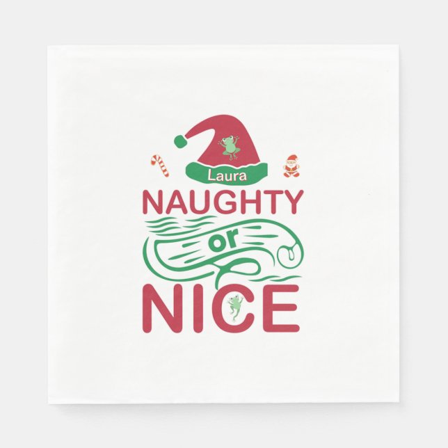 Servilleta De Papel Ranas Navidades traviesas o bellas con Santa Desig (Anverso)